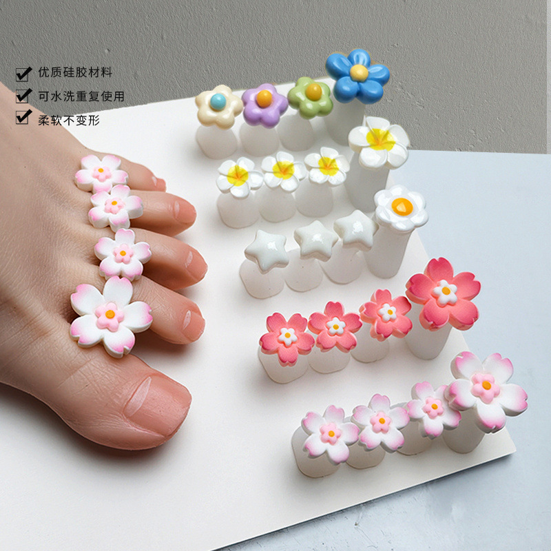 Anti-nail scratch silicone nail separator, cute and fresh floral nail separator, cherry blossom nail separator Anti-nail scratch silicone nail separator, cute and fresh floral nail separator, cherry blossom nail separator