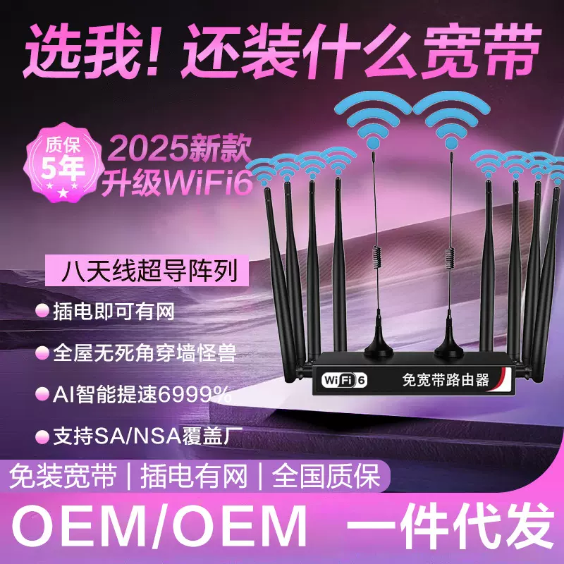 随身wifi路由器免宽带5G高速上网办公家用千兆双频无线网络路由器