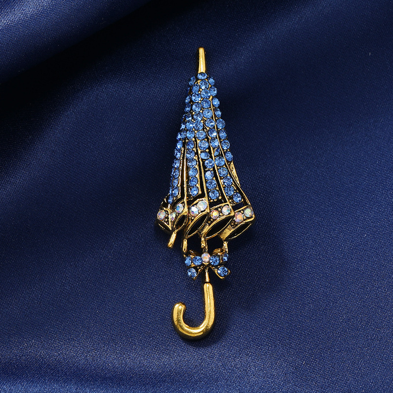 European and American creative diamond-encrusted umbrella brooch cartoon cute shirt suit clothing accessories collar pin rhinestone corsage