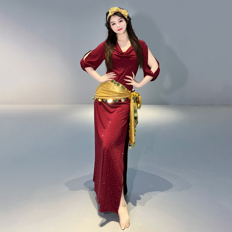 Dancers Original Design Belly Dance Costume Baladi Practice Costume Table Performance Costume Folk Robe 5050