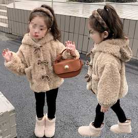 女童毛毛外套加绒秋冬款2025新款洋气冬装儿童女宝宝加厚上衣韩版