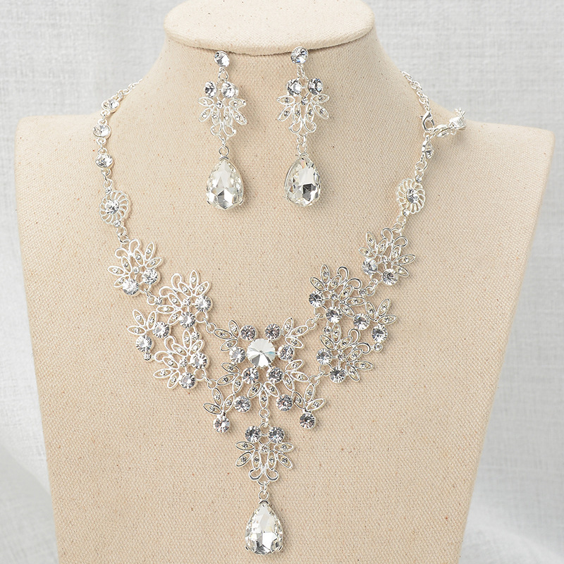 TL102_K 스타일_귀바늘 실버 베이스 화이트 다이아몬드 화이트 글라스(심플 스타일)