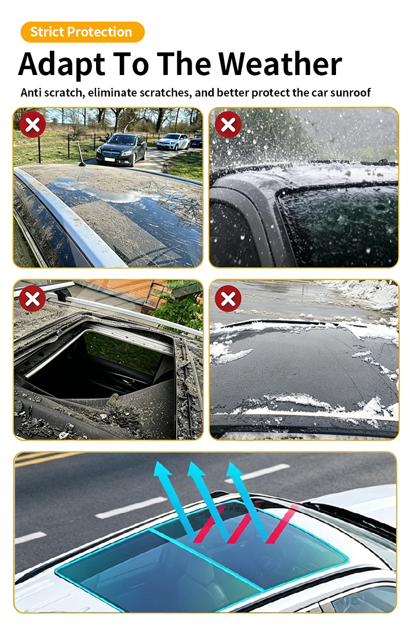Cross-Border Exclusive Supply of Pre-Cut Tpu Sunroof Blue Crystal Black Crystal Ice Armor Explosion-Proof Heat-Insulating Ppf Suitable for Rav4 (2026)