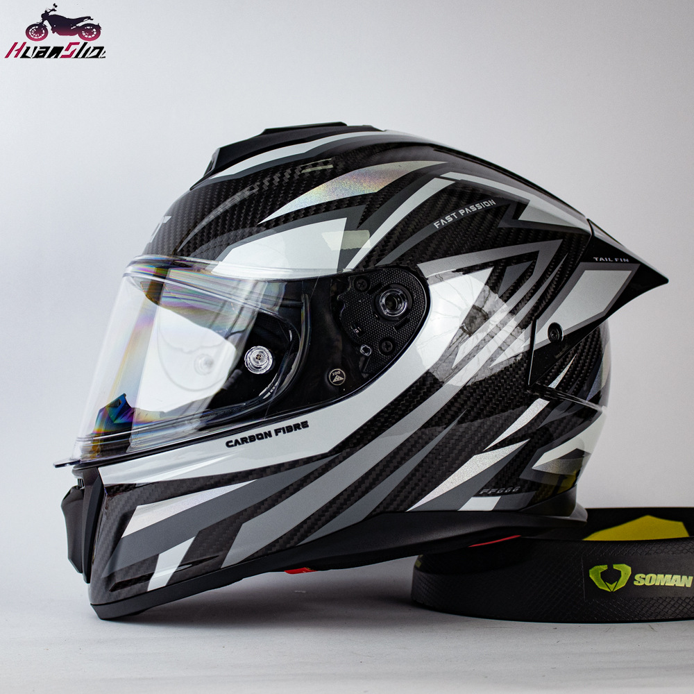 Cross-Border Motorcycle Helmets for Couples, Carbon Fiber Full-Face Helmets, Ultra-Light Anti-Fog Imitation Racing Motorcycles, Pedals for Men and Women, Foreign Trade