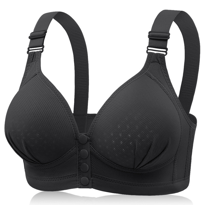 El nuevo sujetador de la madre lactante de huangcao se abre frente al nuevo tamaño grande y se reúne en una taza de agujero transpirable y ropa interior sin imán y sin anillo de acero.