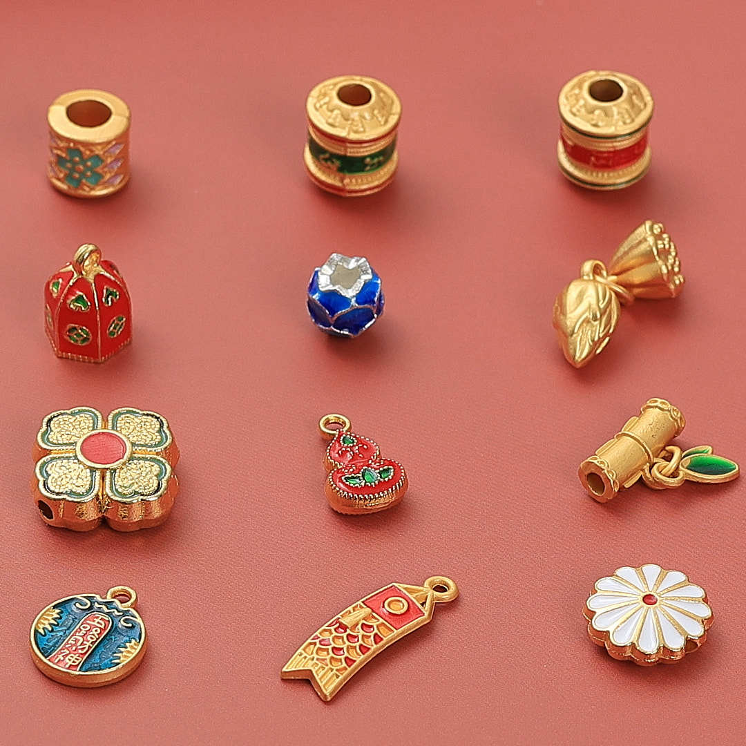 Multi-Color Oil-Drip Ancient Alloy Accessories Xizang-Style Spacer Beads Handmade DIY Peace Blessing Bag Small Pendant Jewelry Accessories
