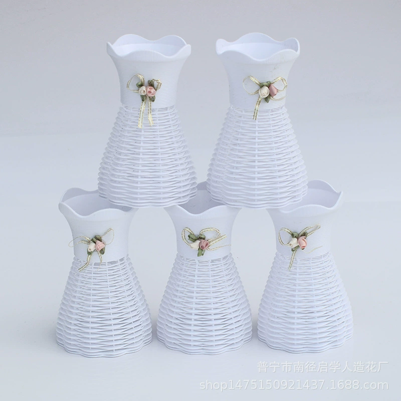 Заводская поставка декоративная ваза имитация ротанга Цветочная корзина гостиная украшения Ваза настольная пластиковая ваза оптом