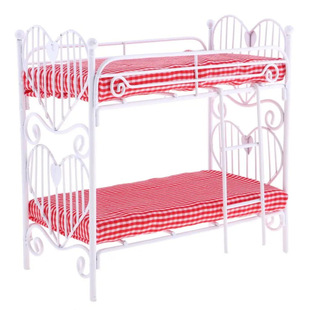 1:12 dollhouse dollhouse mini furniture model children's room scene iron lattice bunk bed toys