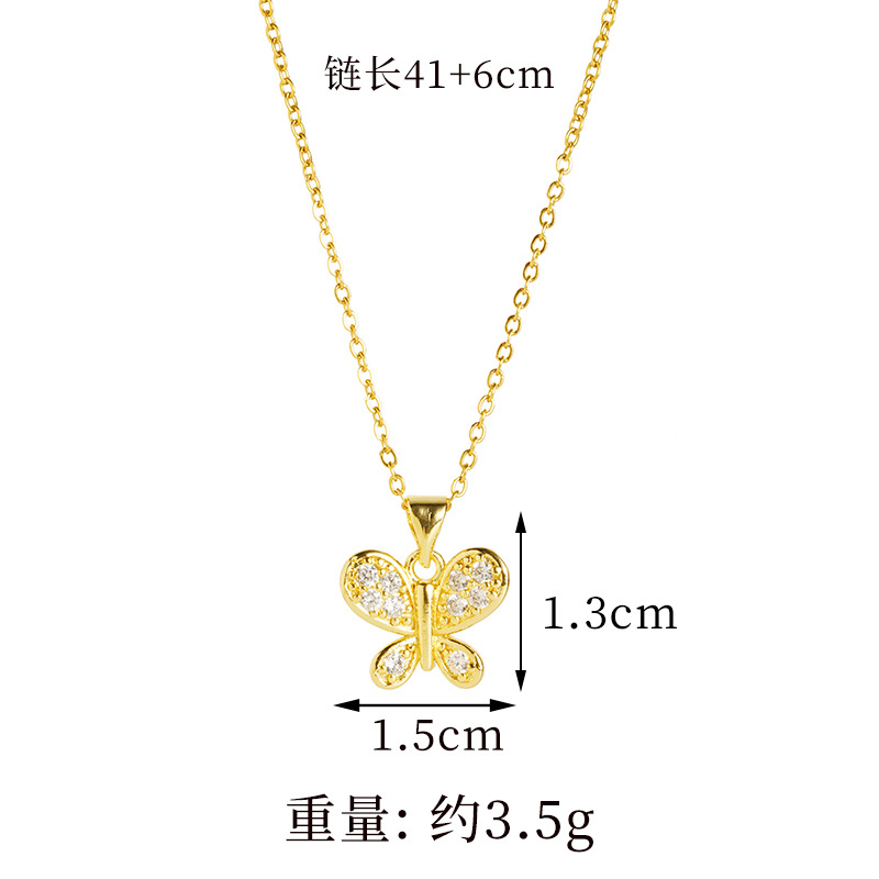 Collar de oro de verano de lujo ligero mariposa micro pendientes de diamante de color de alta calidad no se desvanecen joyas de mujer