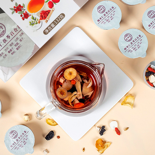 Really domestic jujube kernel lily tuckahoe tea sleeping tea 6 cans of Bozhou scented tea men's tea packaging canned health scented tea