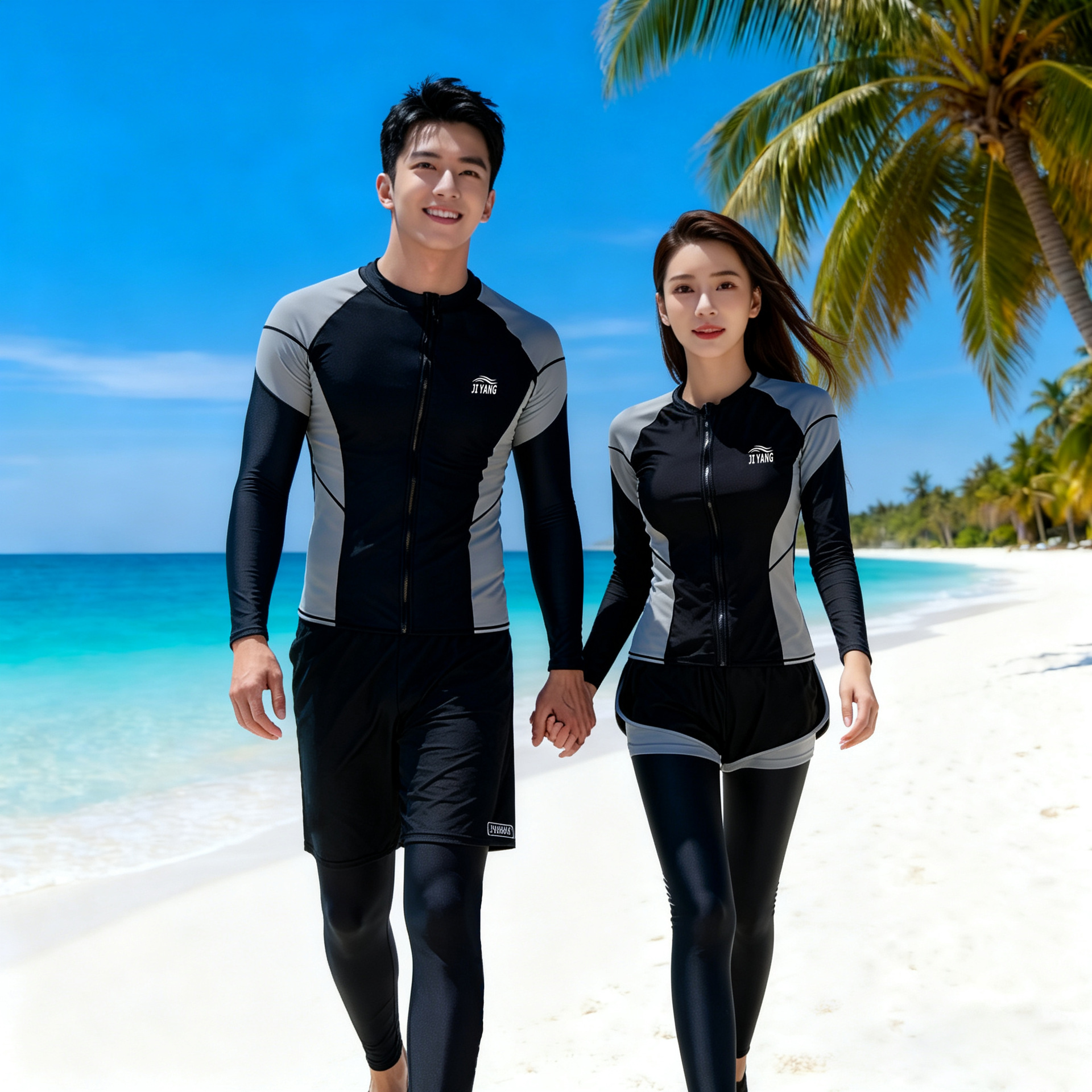 Women's New Style Diving Suit Couple's Sun-Protective Swimwear Two-Piece Long-Sleeve Long-Pants Quick-Dry Surfing Snorkeling Set Rash Guard Men's