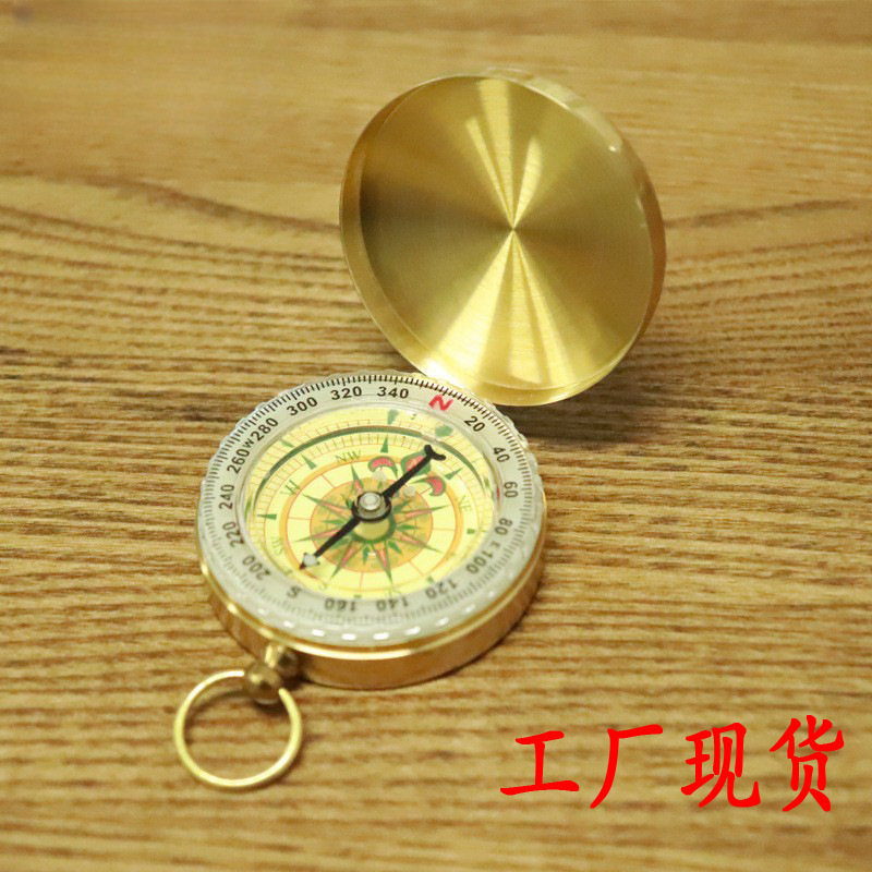 Pure Copper Compass G50 Pocket Watch Flip Compass Outdoor Mountaineering Multi-Function Covered Luminous Compass Wholesale