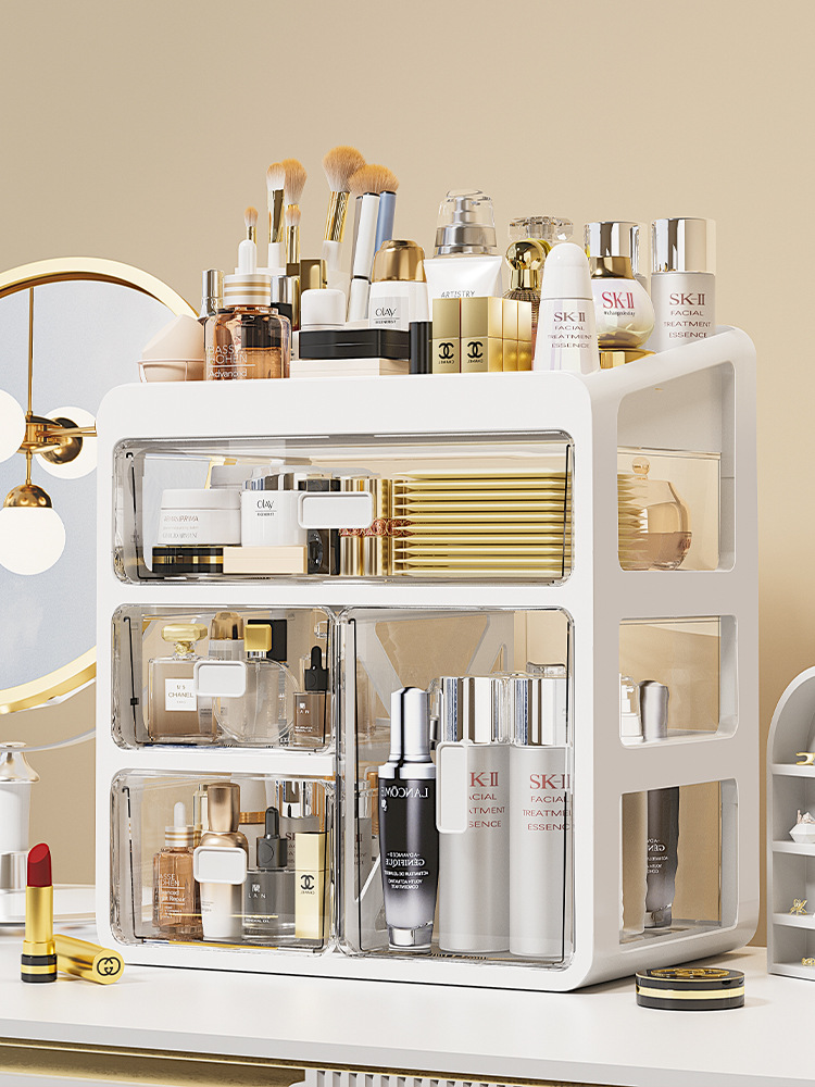 化妆品收纳盒化妆刷口红置物架防尘护肤品面膜收纳箱梳妆台化妆盒