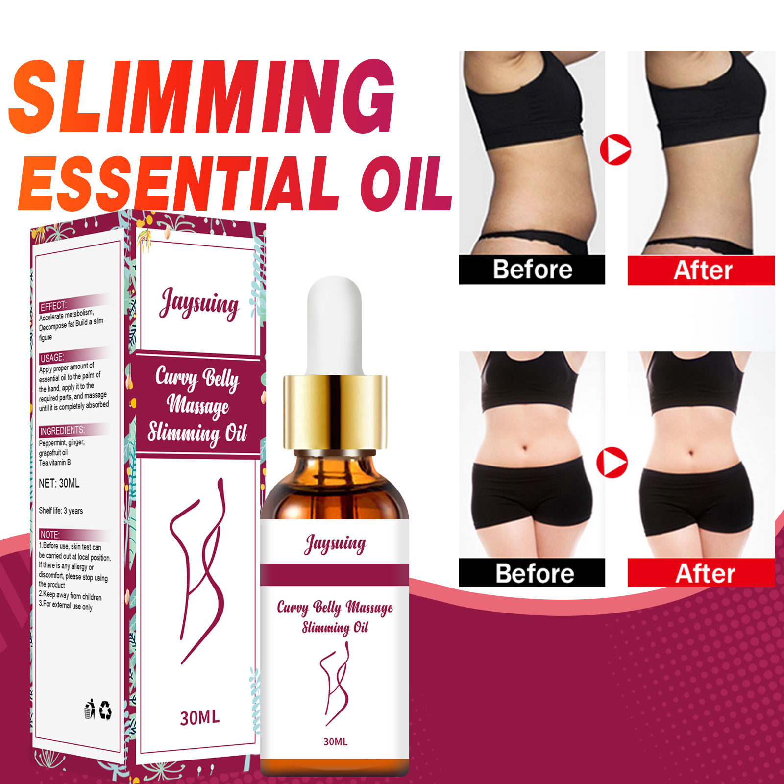 Jaysuing Slimming til kropsformning, slankning, reduktion af mave og forskønnelse af æteriske olier_voghion.com