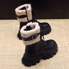 真软皮马丁靴女2025新款加绒厚底英伦短靴保暖雪地靴大棉靴子冬季