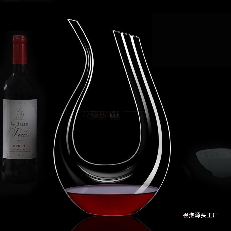 Decantador de vidrio de cristal con correa decantador de vino sin plomo decantador de vino tinto jarra de vino tinto botella de vino tinto burbuja de visión europea para el hogar