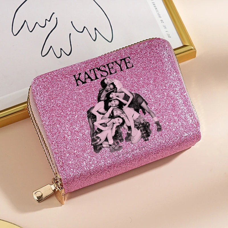 KATSEYE girl group wallet, sparkling sequin wallet, fashionable wallet, coin purse, women's card holder KATSEYE girl group wallet, sparkling sequin wallet, fashionable wallet, coin purse, women's card holder