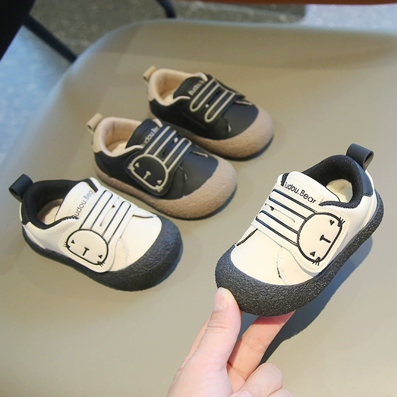 Детская обувь для малышей на мягкой подошве 0-1-2 года 3 Осень-зима на флисовой подкладке две хлопчатобумажные туфли мужская и женская повседневная обувь