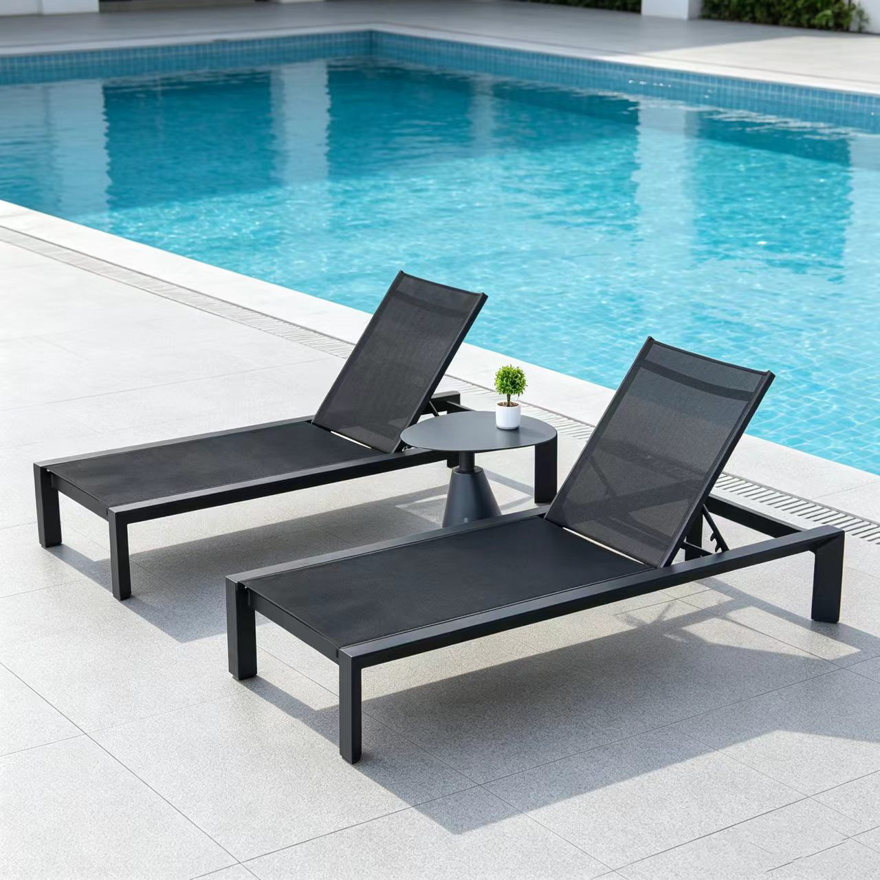 Silla de piscina patio villa al aire libre jardín de aluminio balcón hotel de alojamiento residencial al mar silla de playa silla de respaldo alto image 8