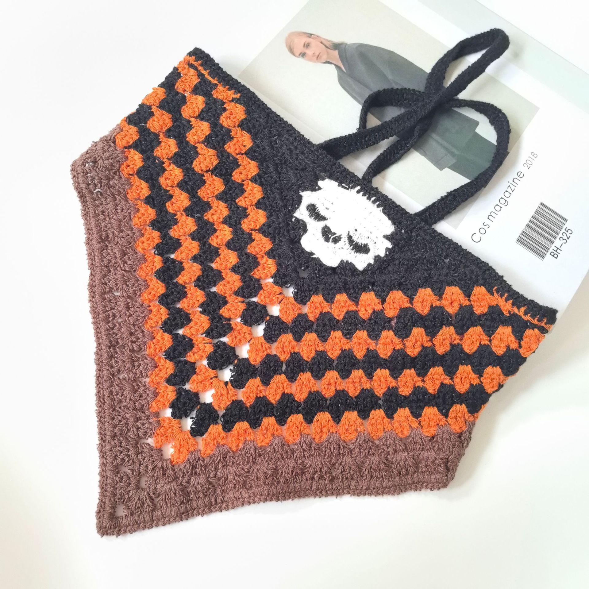 Francia cereza toallas triangulares mujeres primavera y otoño viajes padres-hijos gancho de punto flores hueco pañuelo de arte correa de pelo gorro