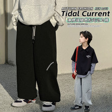 2025秋季中大童潮牌刺绣休闲针织运动长裤裤男童弹力宽松舒适卫裤