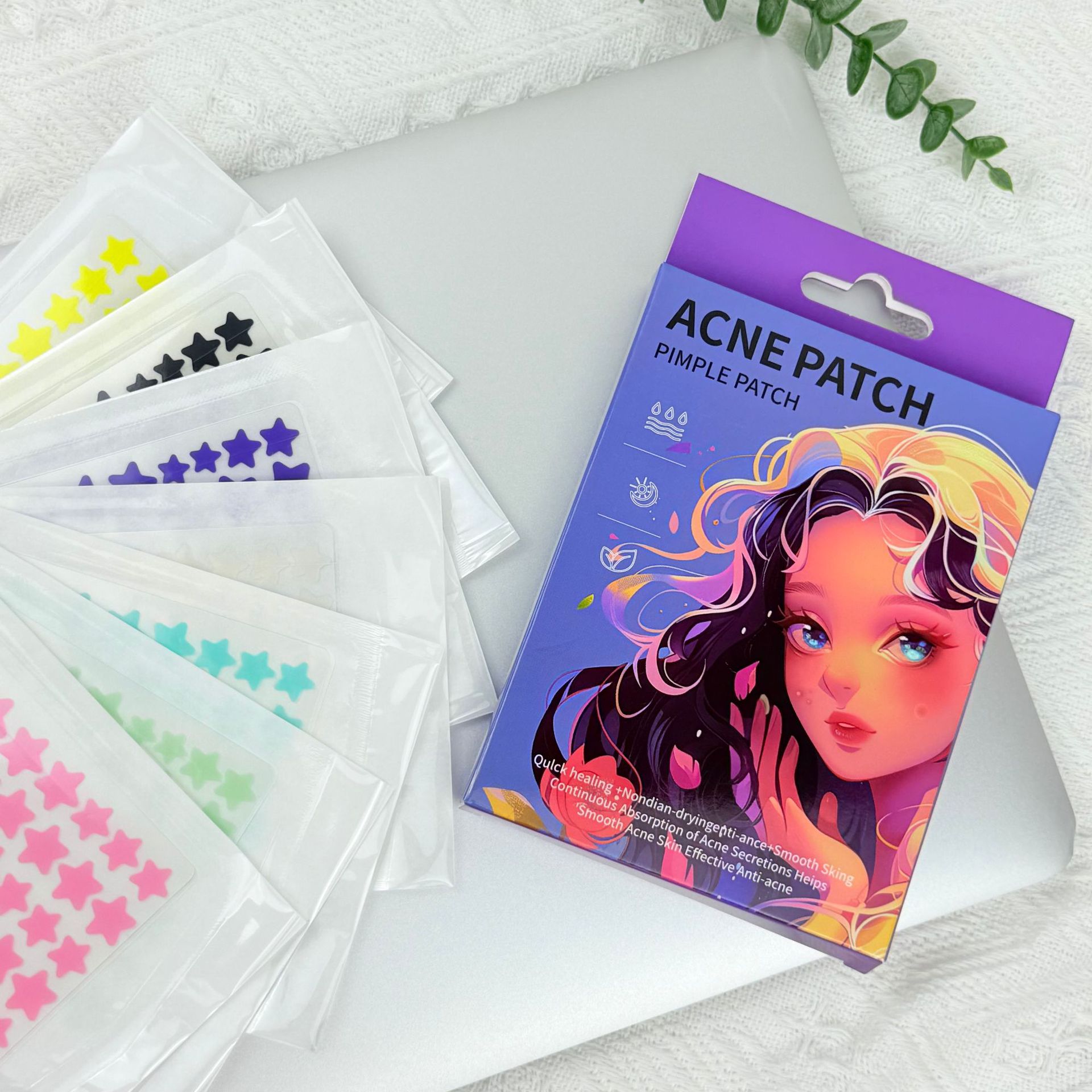 跨境爆款彩色星星痘痘贴含精油遮瑕贴水胶体敷料祛痘贴ACNE PATCH