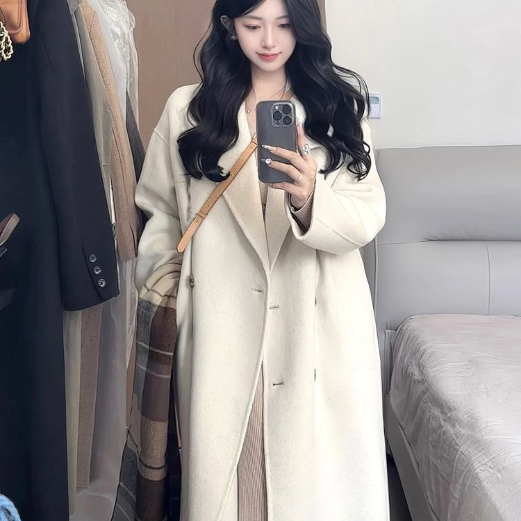 2025 Autumn and Winter New Woolen Outwear for Women Korean Style Loose Elegant Elegant Long Woolen Outwear for Women 2025 Autumn and Winter New Woolen Outwear for Women Korean Style Loose Elegant Elegant Long Woolen Outwear for Women