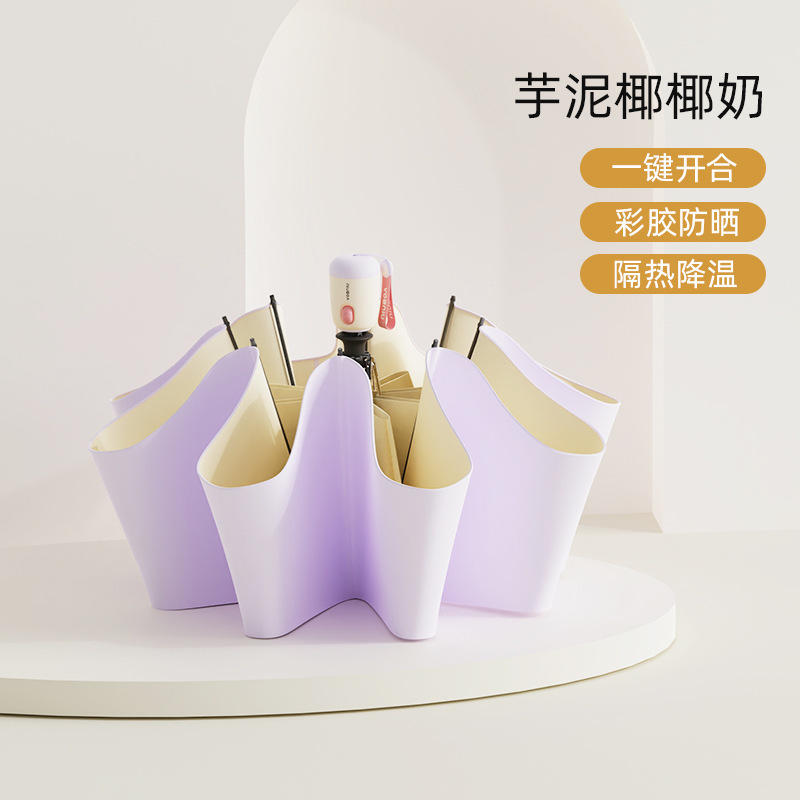 小牛全自动太阳伞防晒防紫外线晴雨两用女小巧便携折叠彩胶遮阳伞|undefined