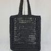 Brand woven straw one-shoulder bag
