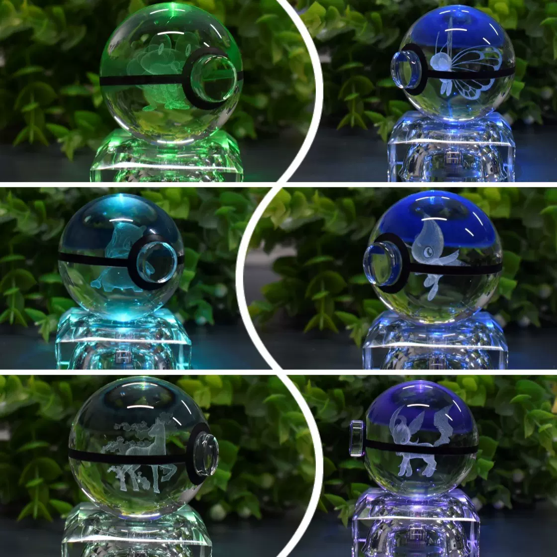 新款创意Pokemon水晶精灵球神奇宝贝大师球口袋妖怪多彩水晶夜灯