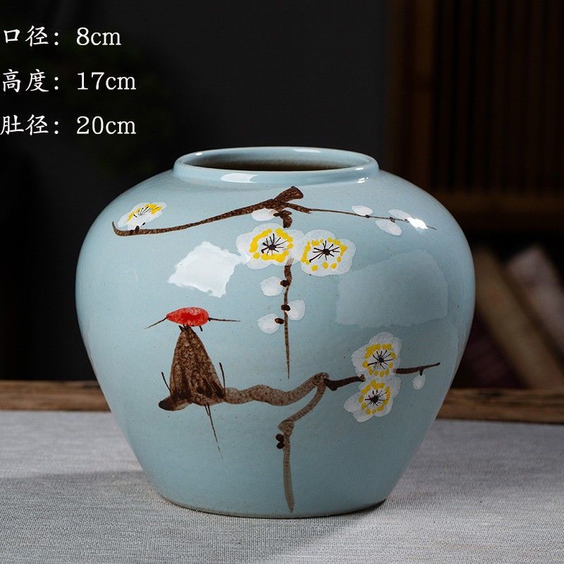 Jingdezhen nuevo jarrón de cerámica china planta maceta de flores de cerámica vintage flor seca sala de estar decoración moderna simple estricta