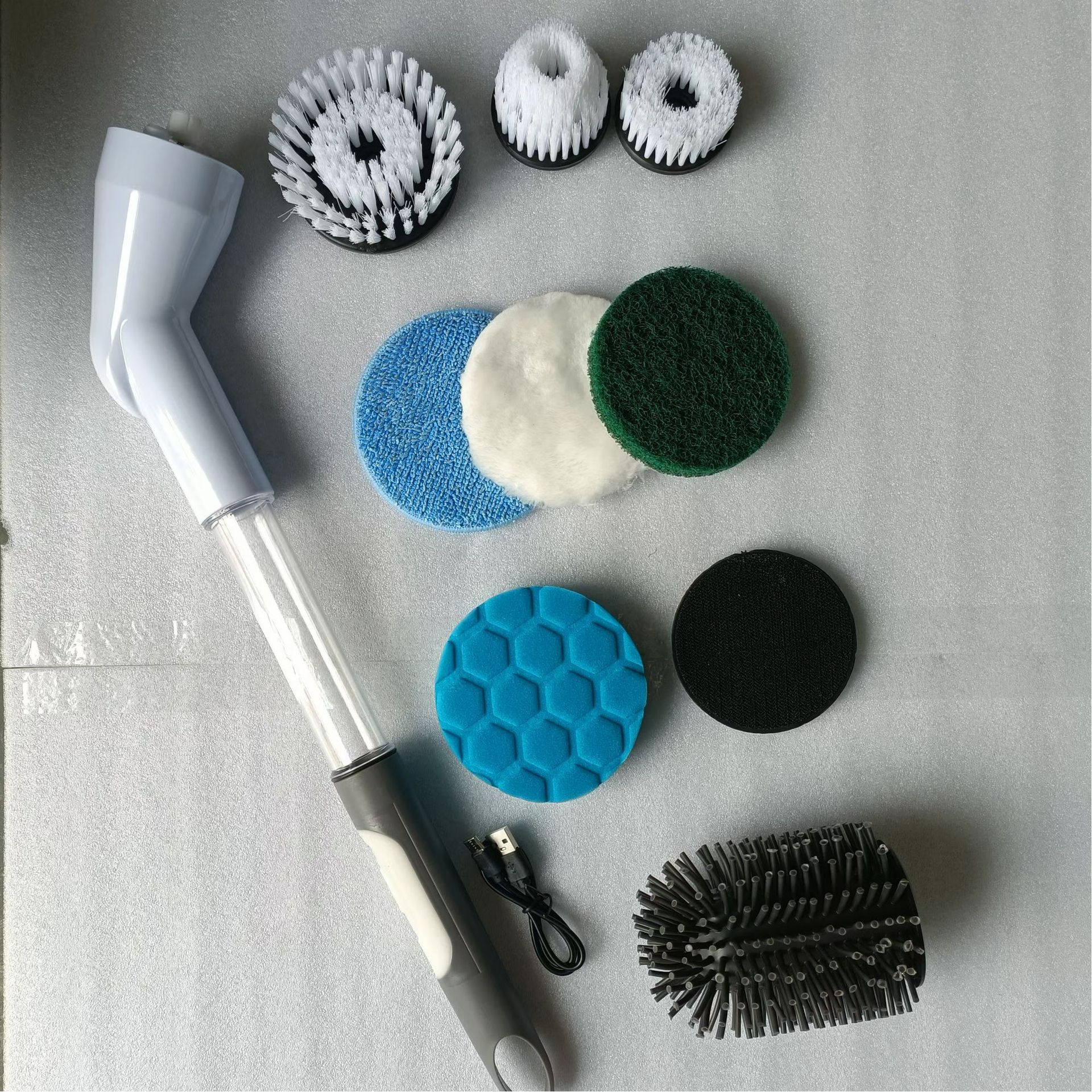 Líquido transfronterizo cepillo de limpieza eléctrica multifuncional de baño resistente al agua de mano 8 en 1 cepillo de cocina de baño