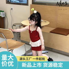 女童夏季波点红色吊带裙宝宝夏装韩版连衣裙儿童童装夏款短裙Z043