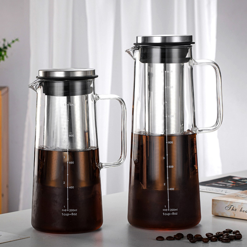 Hand-made Coffee Pot Cold Extraction Pot Household Cold Kettle Coffee Filter Cup Cold Soaking Tea Pot Ice Drop Coffee Pot Glass Pot