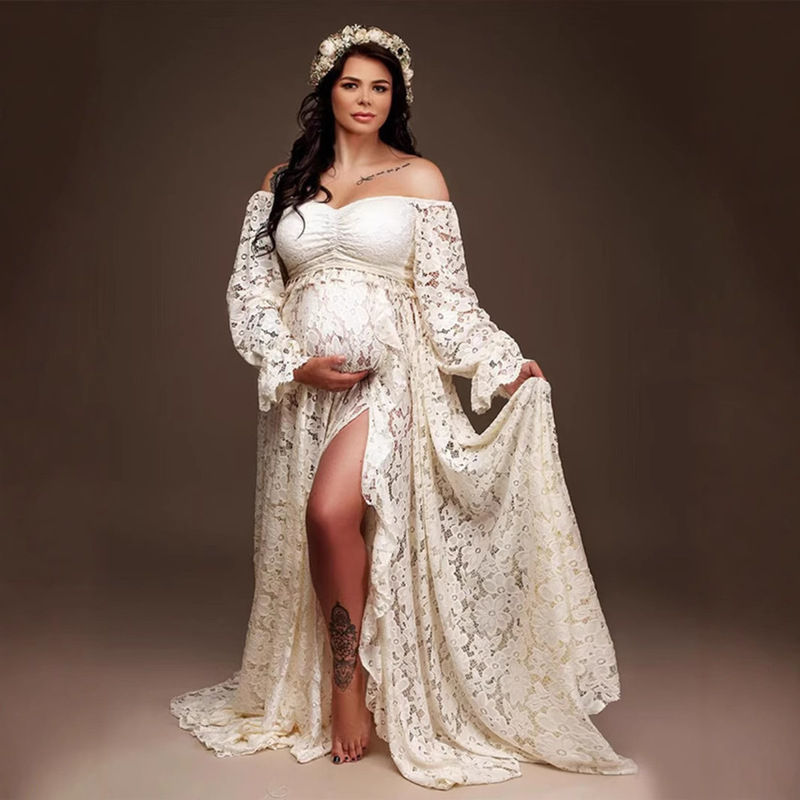 European and American Lace Lower Split Pregnant Women Photo Skirt Cross-border Photography Upper and Lower Split suit 1252