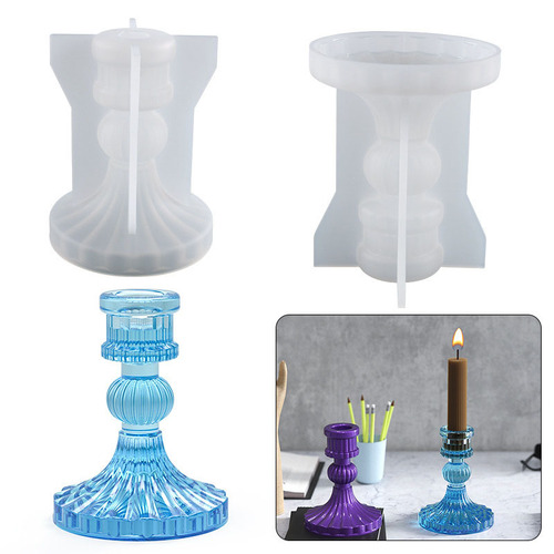 Poppy diy crystal glue jewelry abrasive three-dimensional striped pillar candle holder silicone mold source wholesale