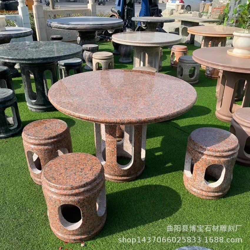 庭院石桌石凳花园家居户外大理石天然花岗岩石头桌椅别墅石桌包邮-阿里巴巴