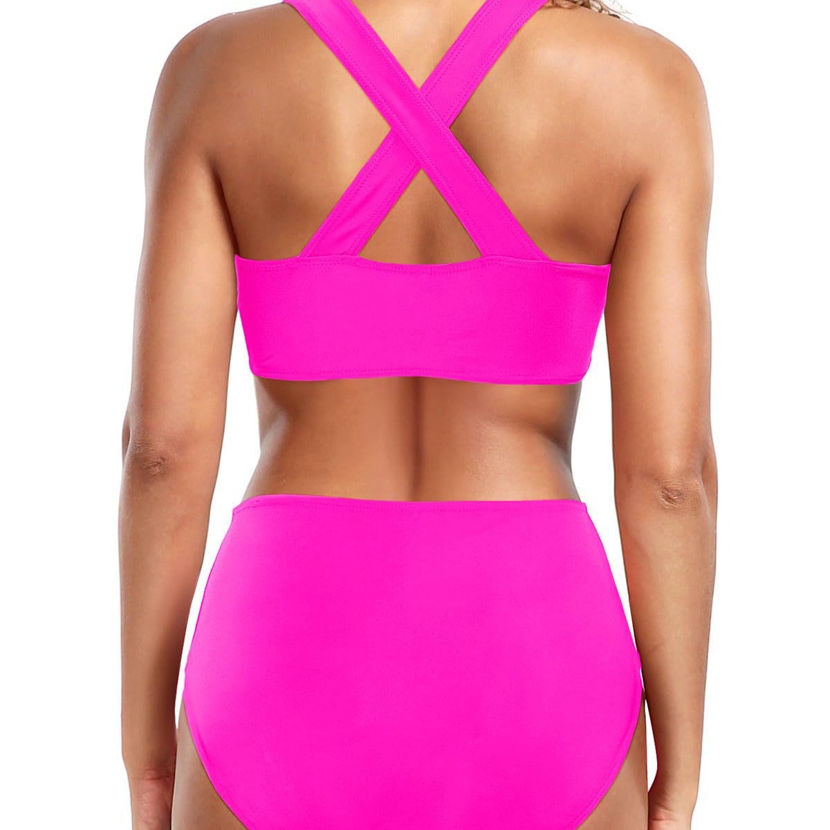 2024 comercio exterior transfronterizo de color sólido nuevo trajes de baño delgados divididos chaleco de cintura alta cruzado con cojín de pecho trajes de baño