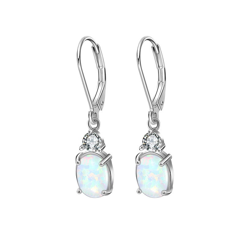925 plata esterlina opal pendientes de mujer verano europeo y americano de alta calidad temperamento oval opal pendientes de orejas pendientes