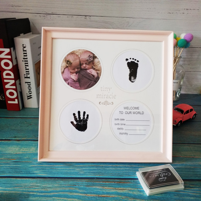 Pinhan manufacturers supply baby children's hand and foot print photo frame name commemorative growth record ink photo frame cross-border