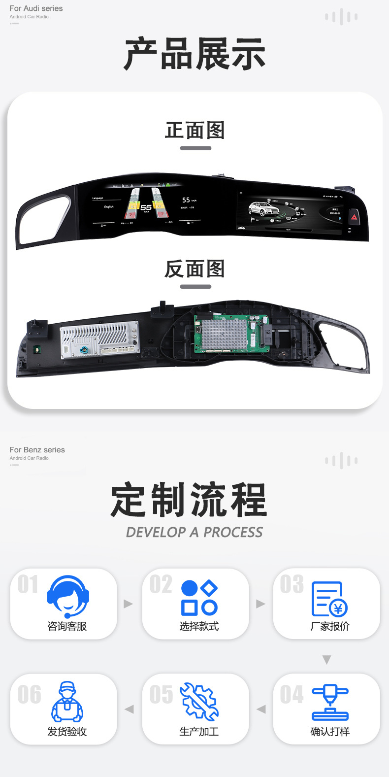 Suitable for Audi A4 dual-screen instrument navigation, 09-16 models, central control navigation screen, Android large-screen entertainment central control screen