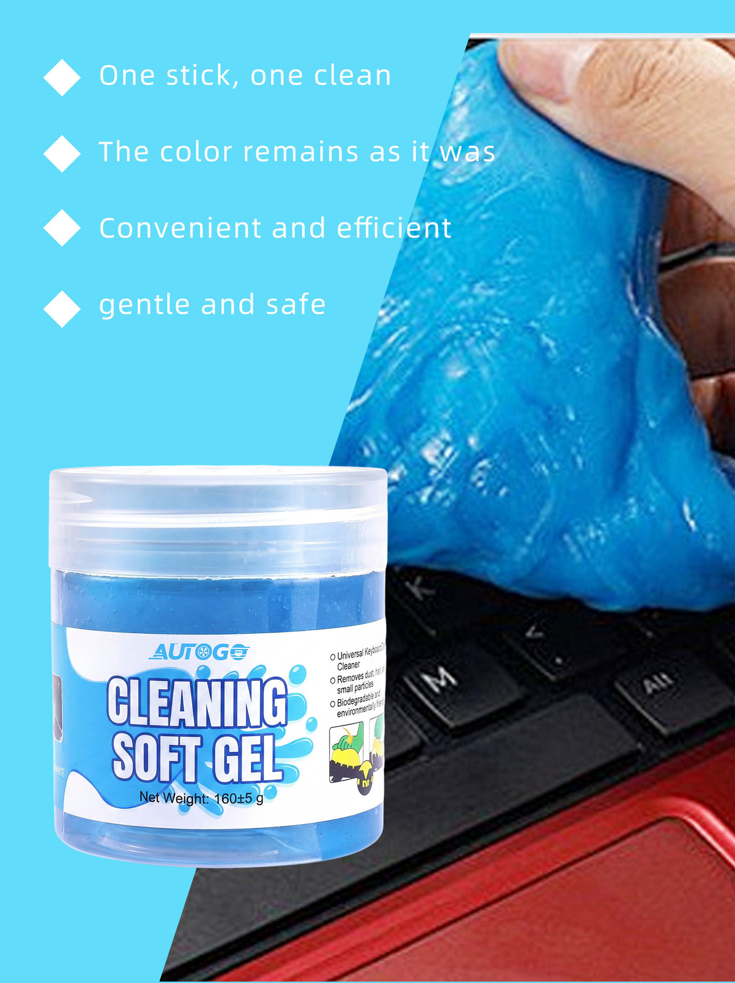 AUTOGO Cleaning Gel - Multi-functional Cleaning Paste for Car Interior Gaps, Keyboard, and Dust Removal