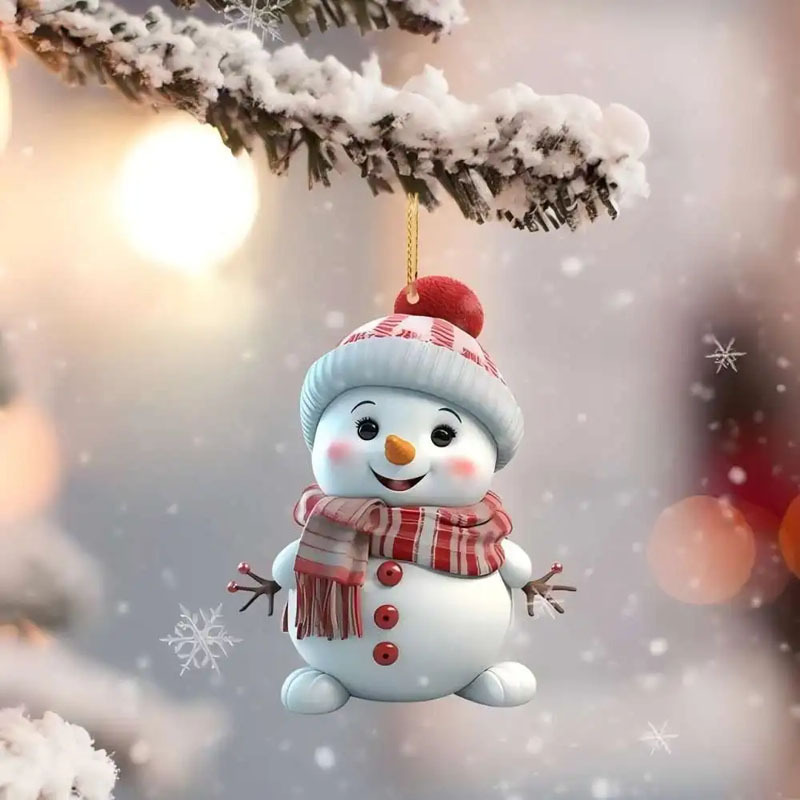 クロスボーダー新品クリスマスアクリルクリスマス雪だるま車載ストラップアクリルアクセサリーペンダント|undefined