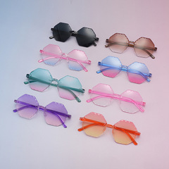 New frameless polygonal jelly candy color children's sunglasses with square frames and gradient lenses, wholesale