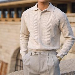 秋冬保温下着セーター男性カジュアル襟poloシャツファッション