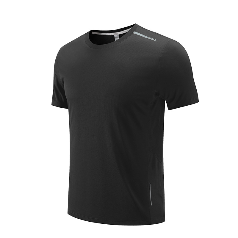 Deportes de verano ocio al aire libre ropa de secado rápido para hombres y mujeres cuello redondo manga corta suelta más tamaño grupo corriendo camiseta de seda de hielo L