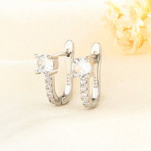 欧美跨境U形镶钻耳环女新款时尚排钻几何耳扣外贸潮流耳饰品批发