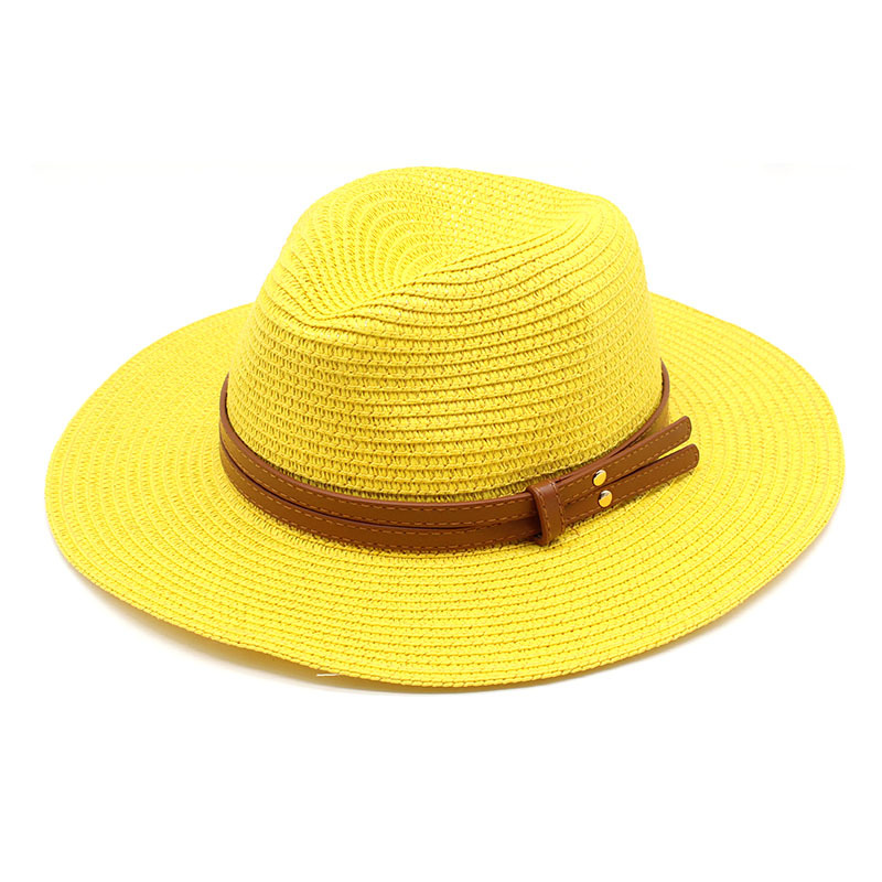 Unisex Vacation Solid Color Flat Eaves Straw Hat display picture 1