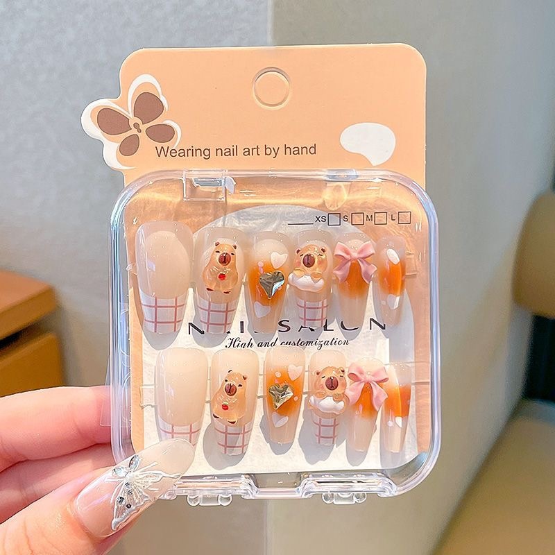 Niños que usan dibujos animados lindos 2025 nuevas niñas largas pegatinas de uñas blanquear niñas pegatinas de uñas para estudiantes de primaria