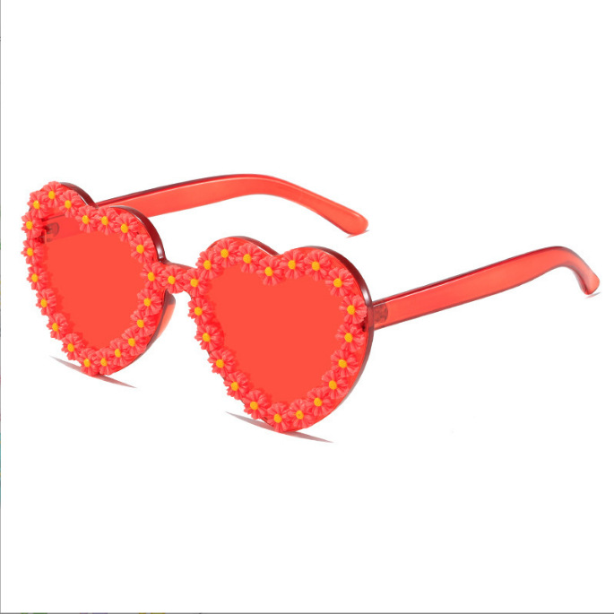 Heart Shape Pattern Women'S Gender Fashion Style Fashion Heart Shape PC UV400 Protection Special-Shaped Mirror Frameless Women's Sunglasses